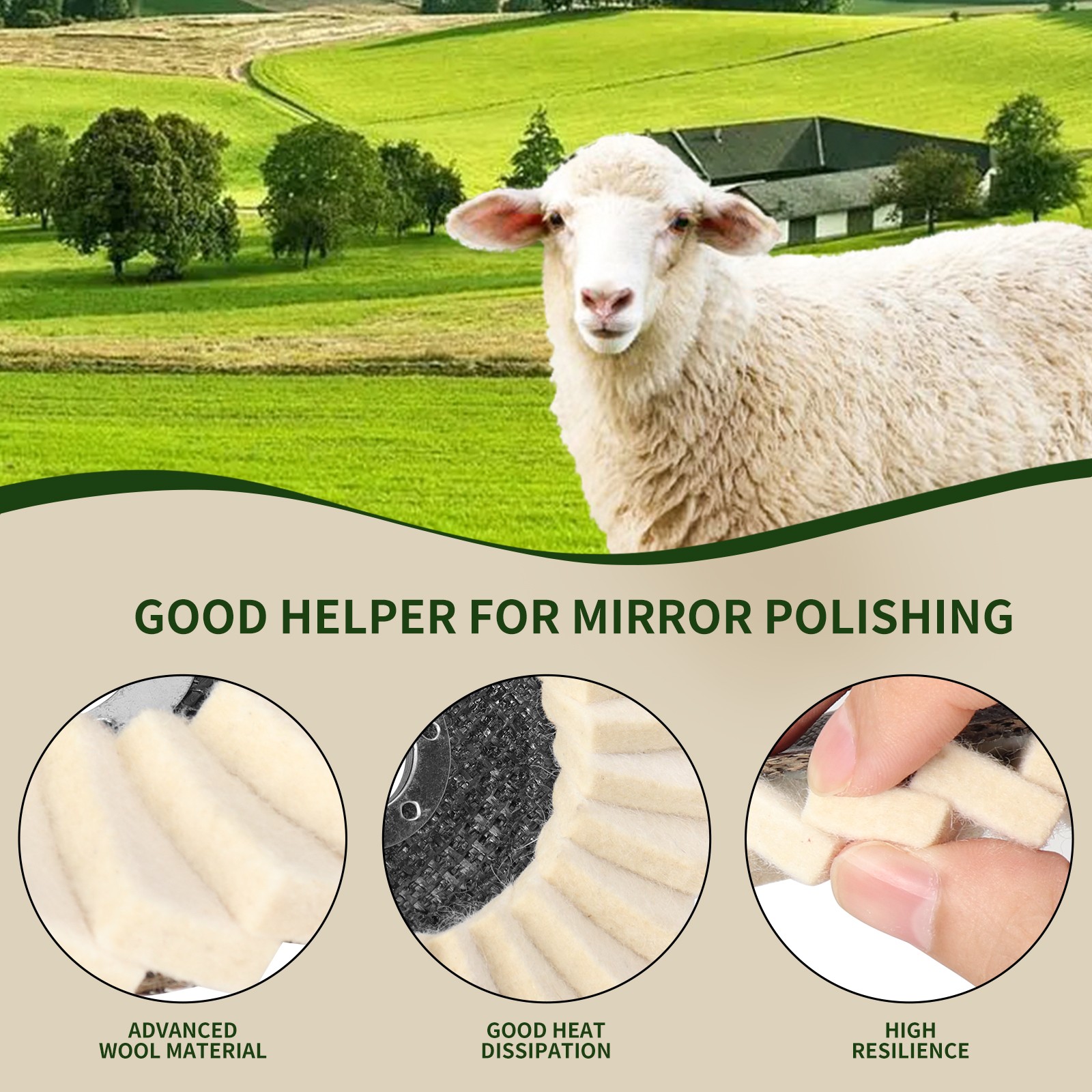 5″ Wool Polishing Wheel Buffing Pad Angle Grinder Wheel Angle Grinder 5Pcs 125mm