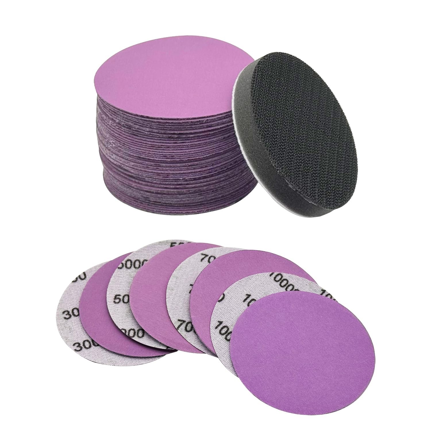 3 Inch 3000-10000 Grit Wet Dry Sandpaper, Sanding Disc 3 x 3 inches, Purple