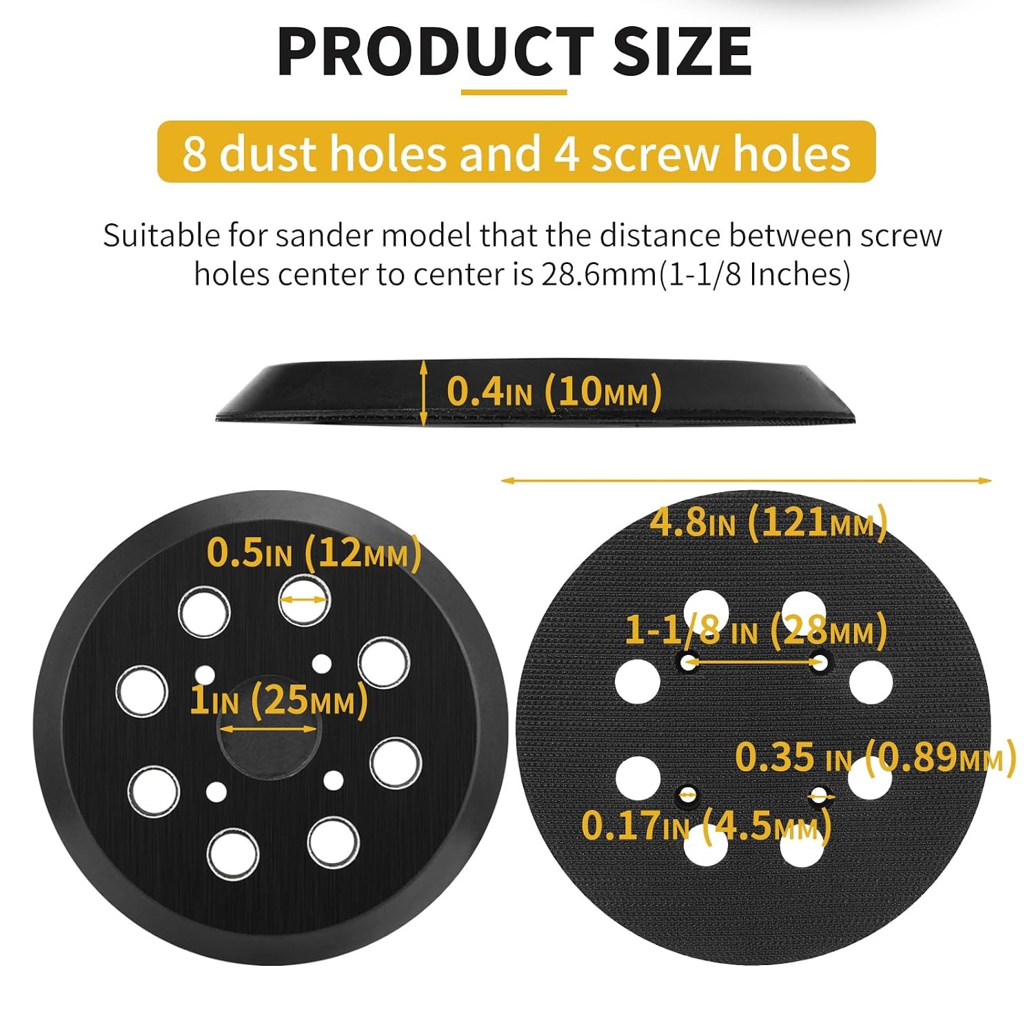 2 Pack 5 Inch 8 Hole Hook and Loop Sander Pad for Ridgid R2600, R2601 5″