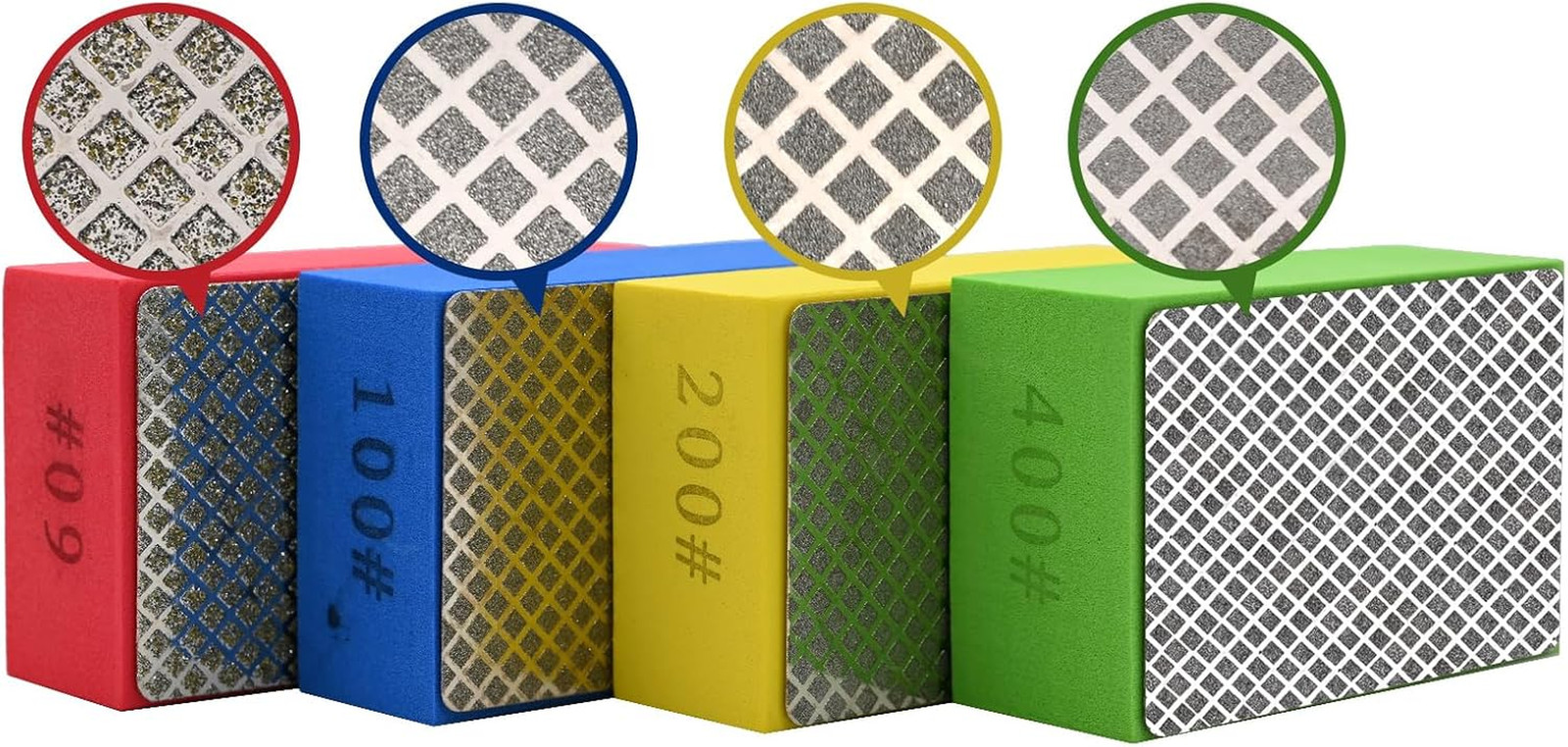 4Pcs Diamond Hand Polishing Pads for Ceramic Tile Glass Grinding,Sanding Blocks