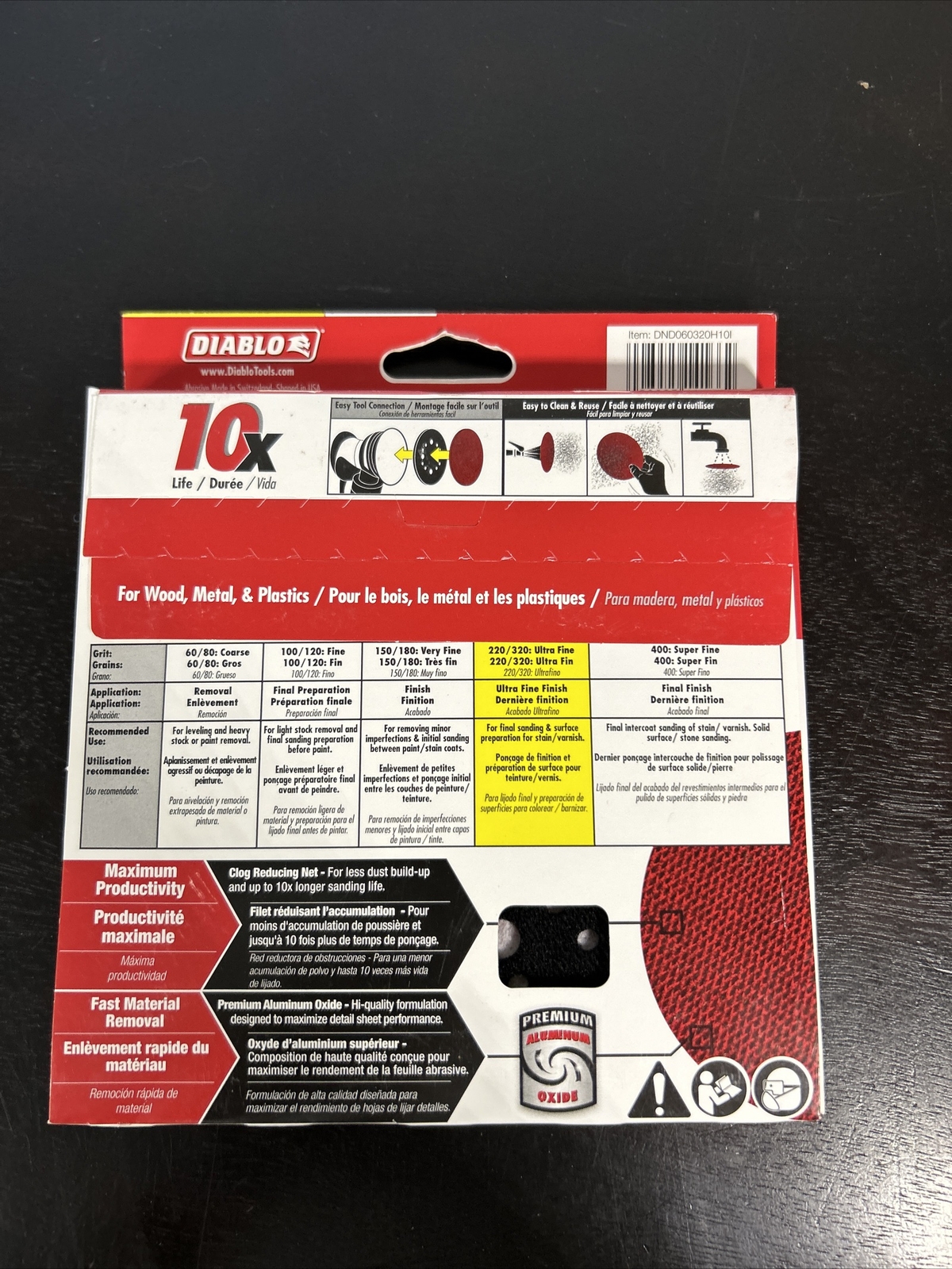 DIABLO 6″ 320 GRIT SANDNET DISCS WITH CONNECTION PAD DND060320H1OI Pack of 10