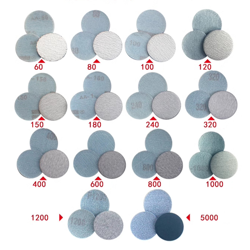 50mm-2″Inch Flocking Dry Sanding Discs Hook and Loop Sandpaper Pads 60#-1000#