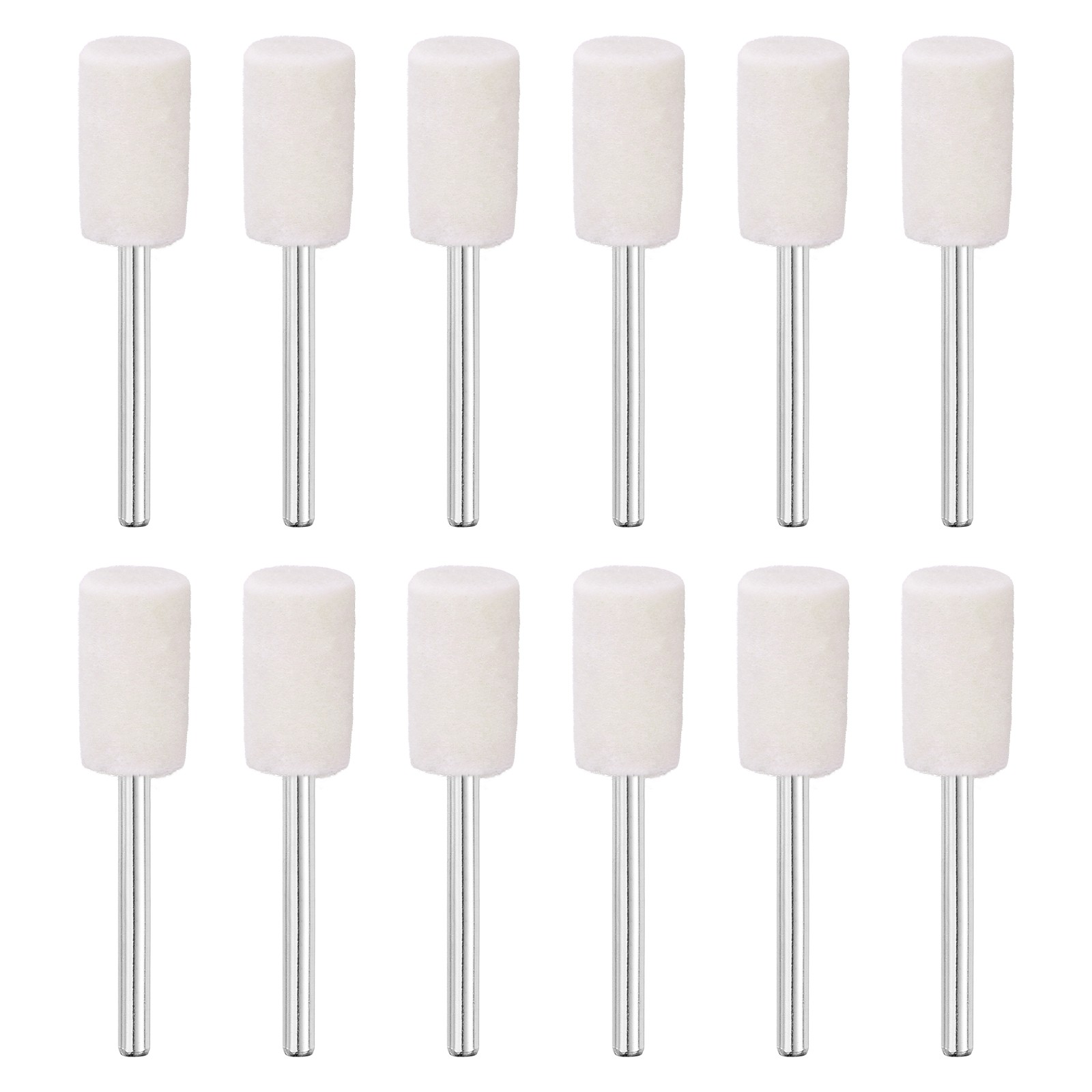 12 Pcs Wool Felt Mounted Mandrel Points 10mm Cylinder Head with 1/8″ Shank