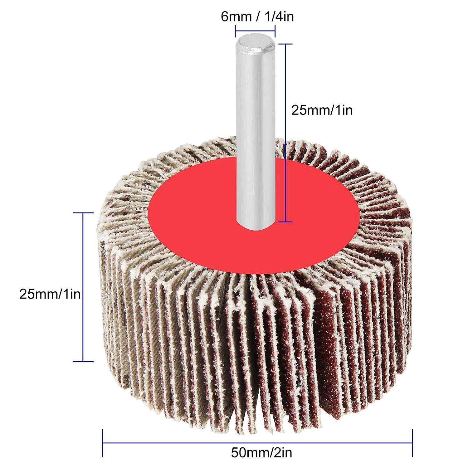 SATC 5PCS 2″x1″x1/4″(50x25x6mm) Shank Mounted Flap Sanding Grinding Wheel P120