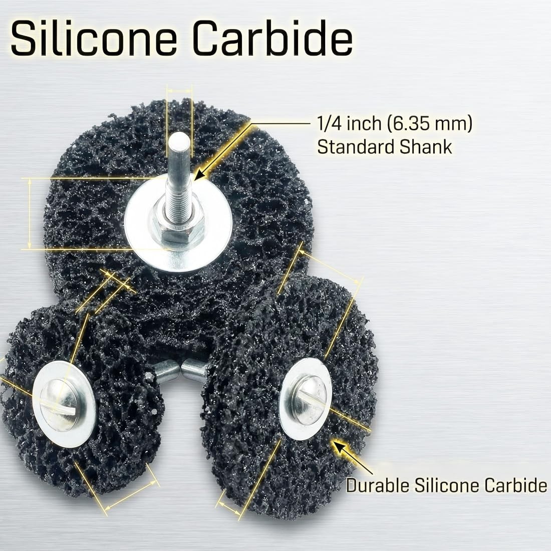 3 Pcs 1/4” Shank 60 Grit Paint Stripper Sets | Silicone Carbide Sanding Whee…