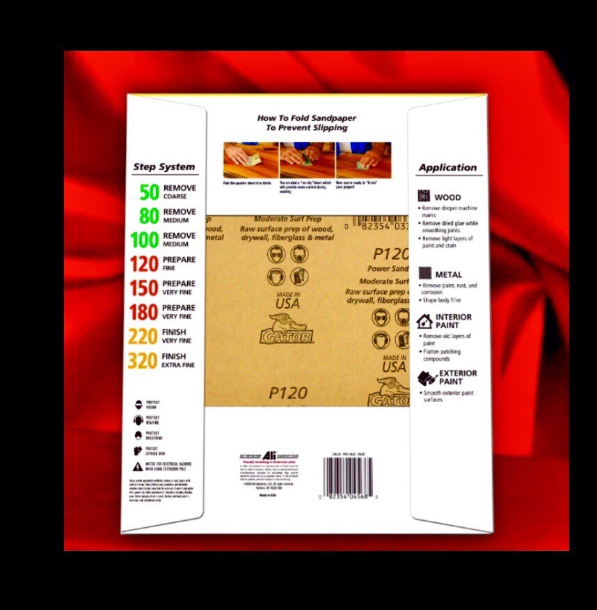Gator Sandpaper 24 Sheets Pack (80 & 120 Grit) For Manual/power Sanding 9” x 11”