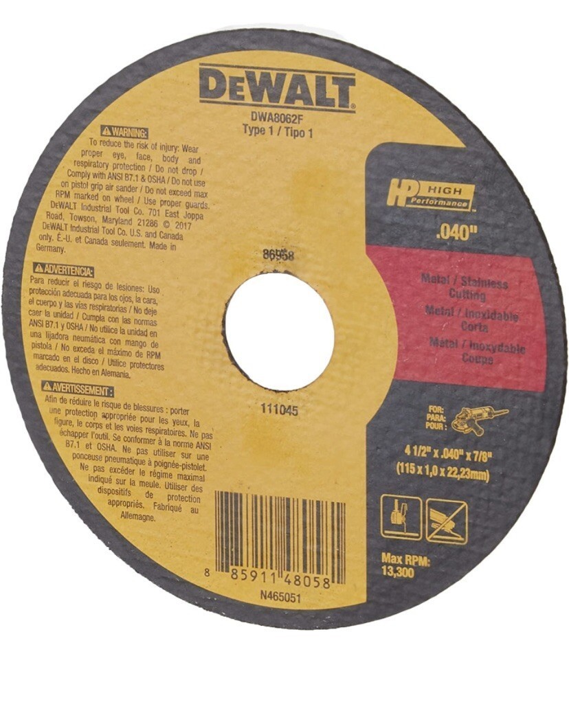 DeWalt Fast Cut-Off Wheel 4.5″ x 0.04″ x 0.875″ Power Tool Accessory New