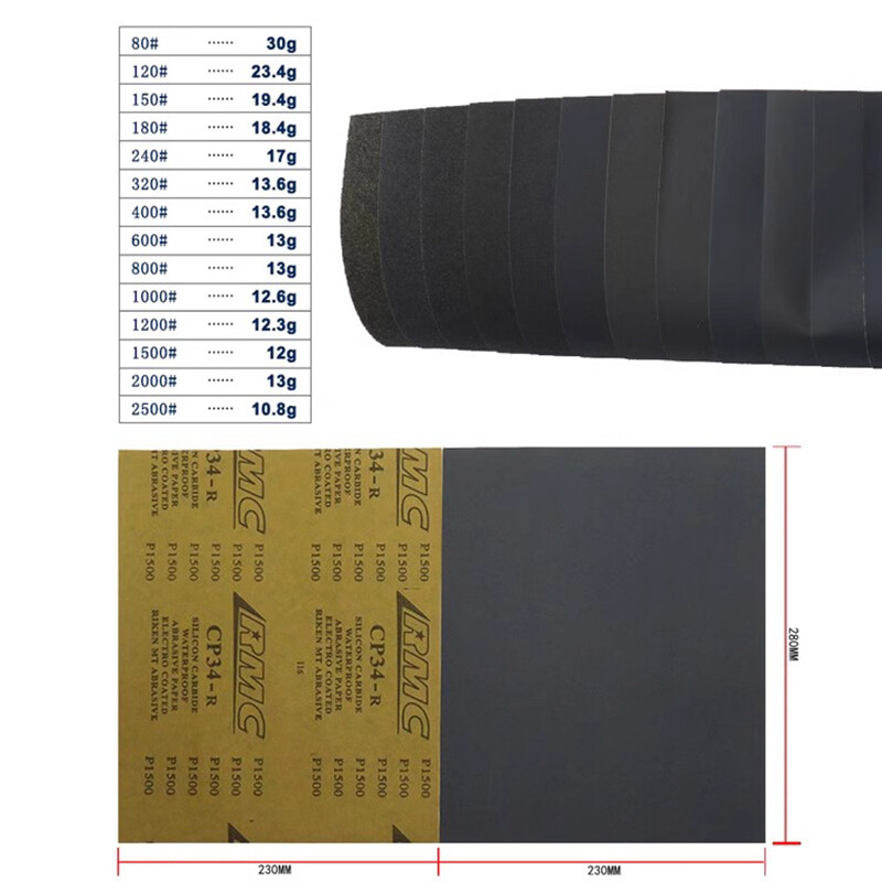 230x280mm Wet & Dry Sandpaper Waterproof Sand Paper 80-2500 Grit Sanding Sheets