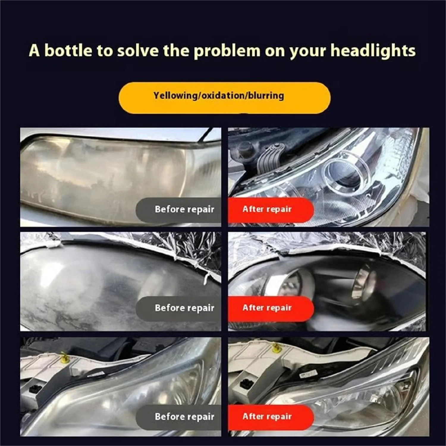 Car Headlight Restoration Kit, Quick & Simple Spray-On Formula for Oxidized