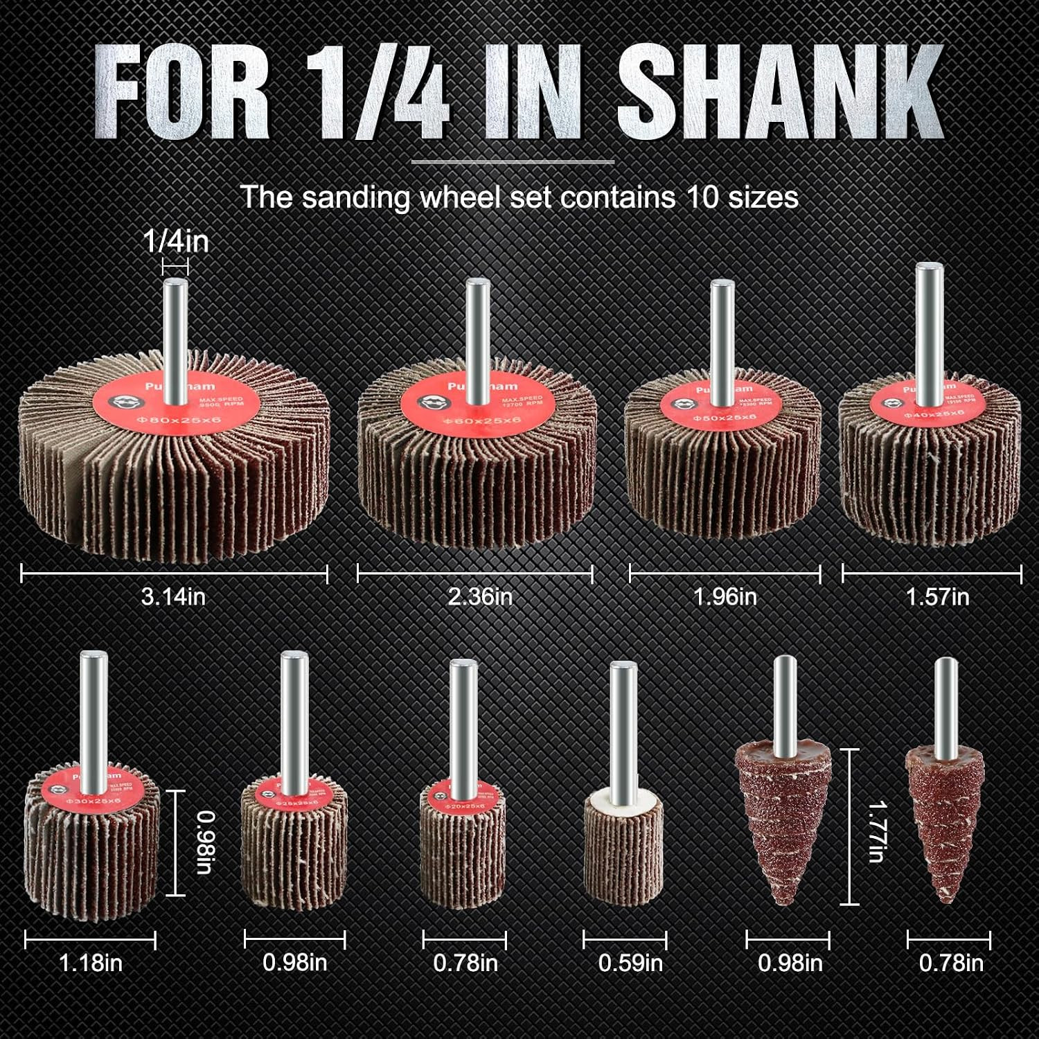 20 Pcs Flap Wheel Sander Set 80 Grit Sanding Wheel for Drill 1/4″ Shank