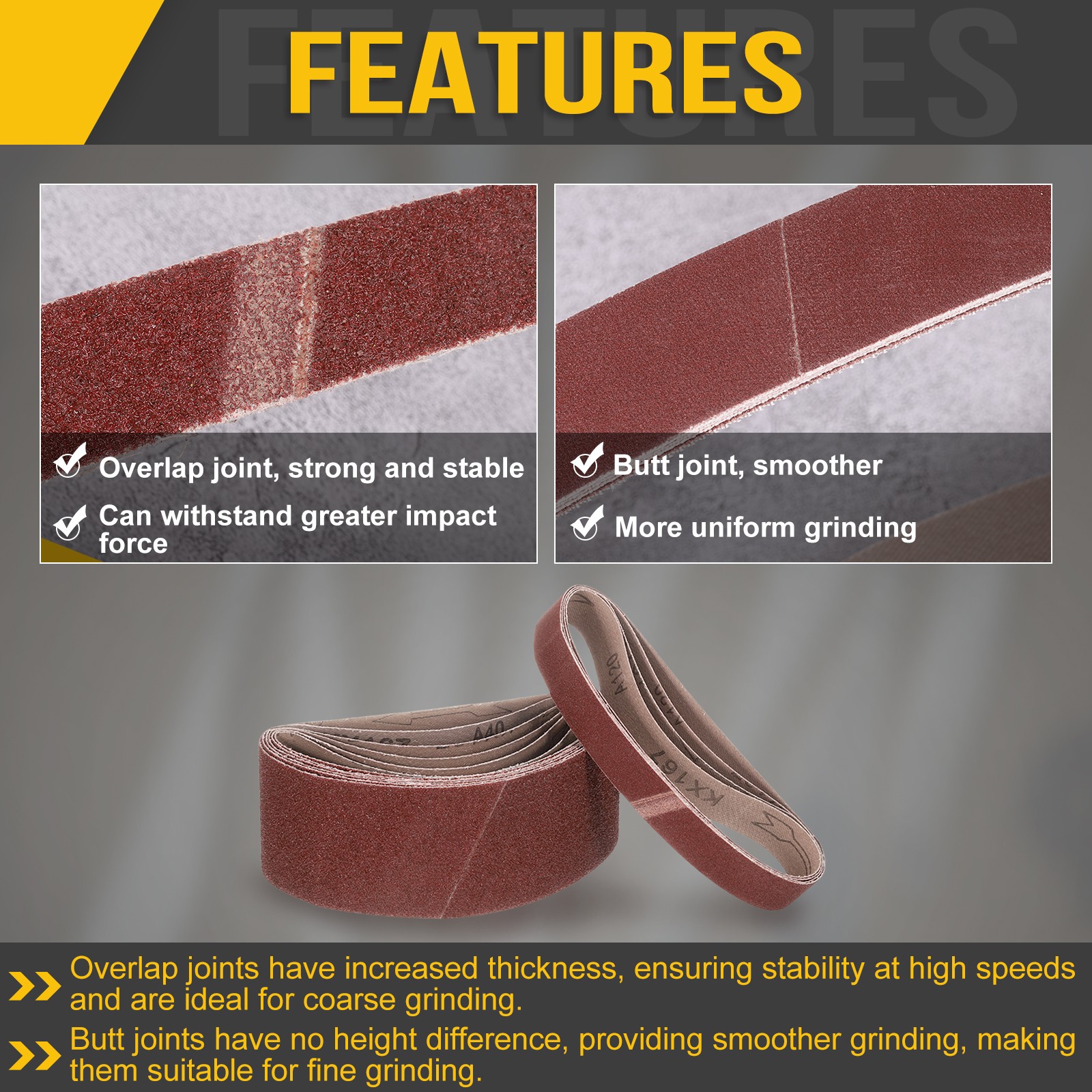 4 x 36 Inch Sanding Belt,5 Pcs 60/80/120/240/320 Grit Knife Sharpener Belts