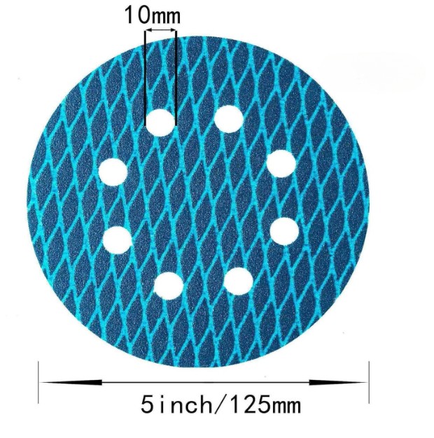 50PCS 5In Blue Diamond Shape Sanding Discs 8 Hole Hook & Loop SandPaper 120 Grit