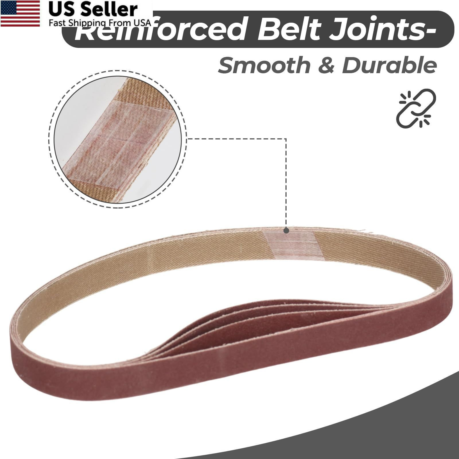 1/2 x 18 Inch Sanding Belts 20 Pcs Aluminum Oxide 60/80/120/180/240 Grits Sander