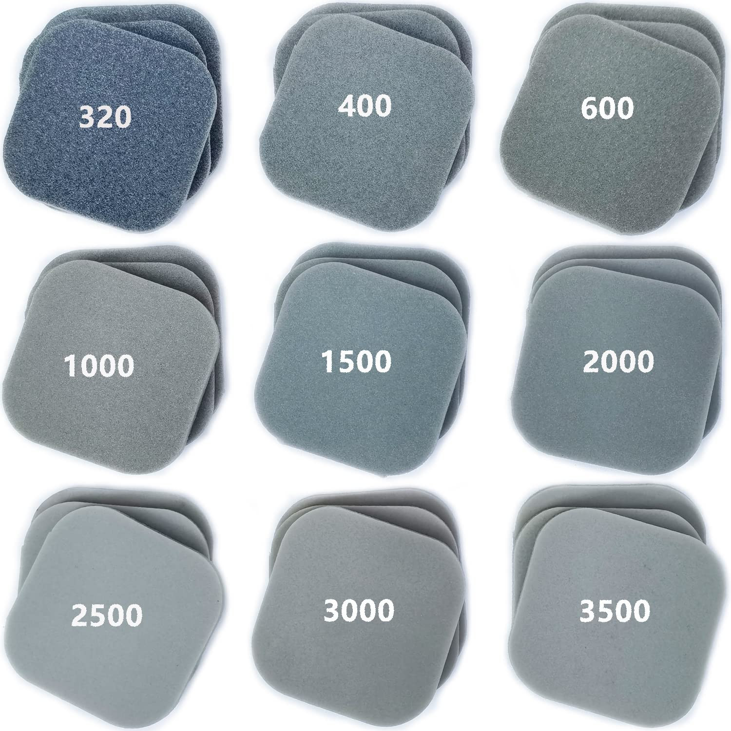 54 Pack Sanding Blocks, 9 Grits from 320 to 3500, Soft Touch Sanding Pads,2″ …