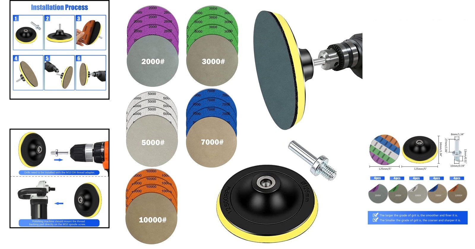 5-Inch Hook & Loop Sanding Discs Set: 2000-10000 Grit for Perfect Finishing