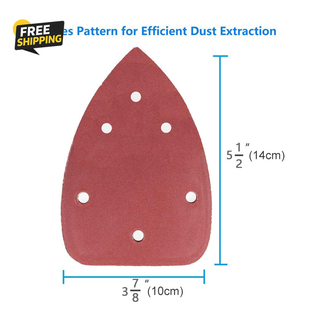 Mouse Sander Sandpaper, 70PCS, 6 Hole Triangle Sanding Pads for Ryobi Detail