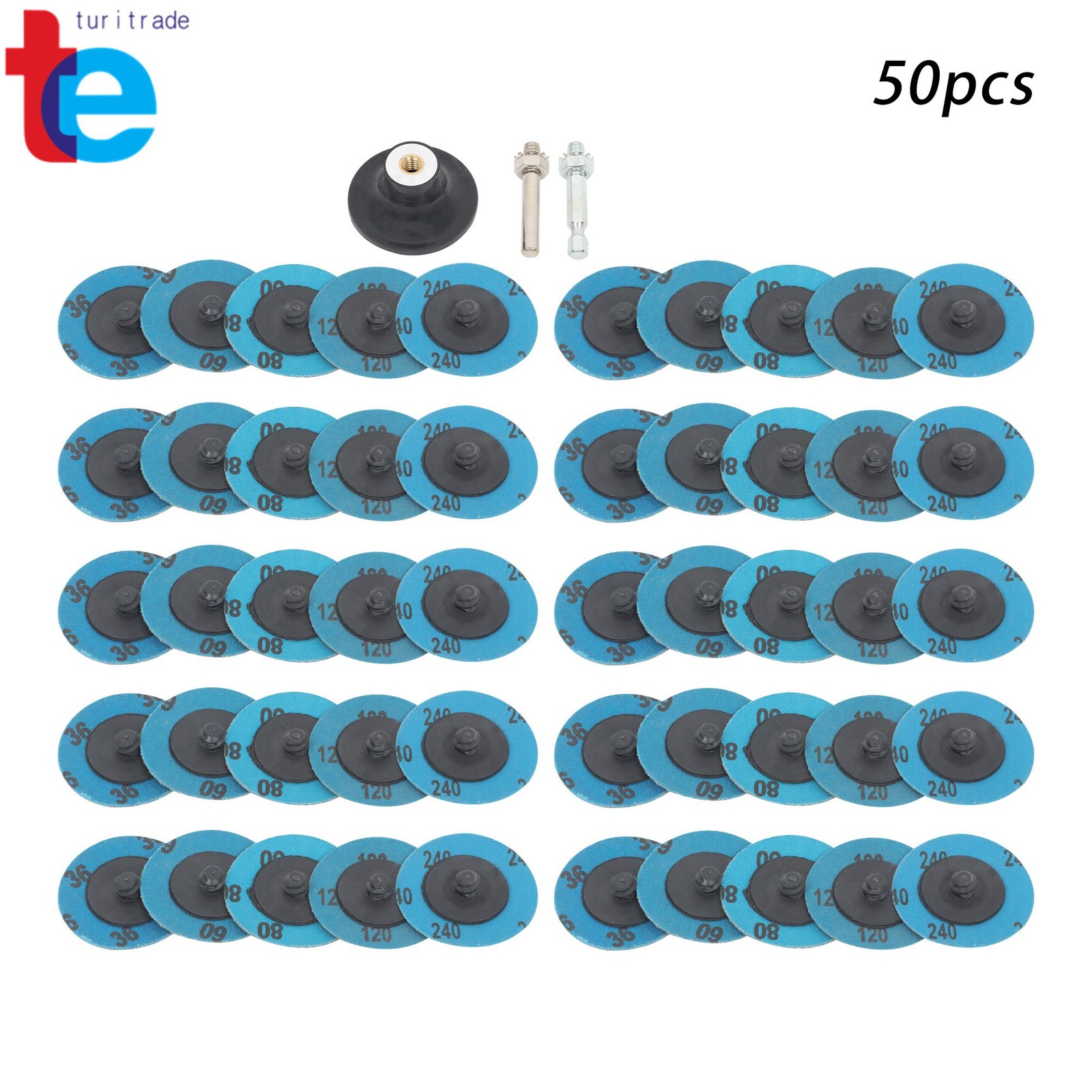 2Inch 36/60/80/120/240 Grit Roll Lock Die Grinder Sanding Grinding Discs 50PCS