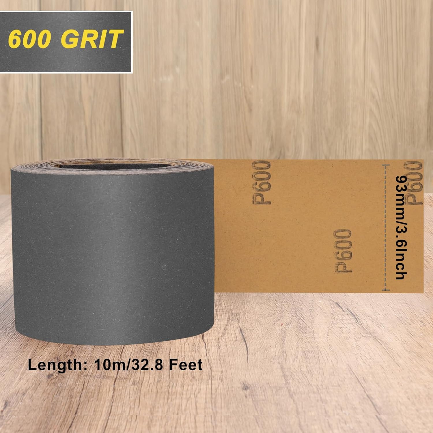 600 Grit Sandpaper Roll, 3-2/3″ Wide 11 Yard Wet Dry Silicon Carbide Longboard S