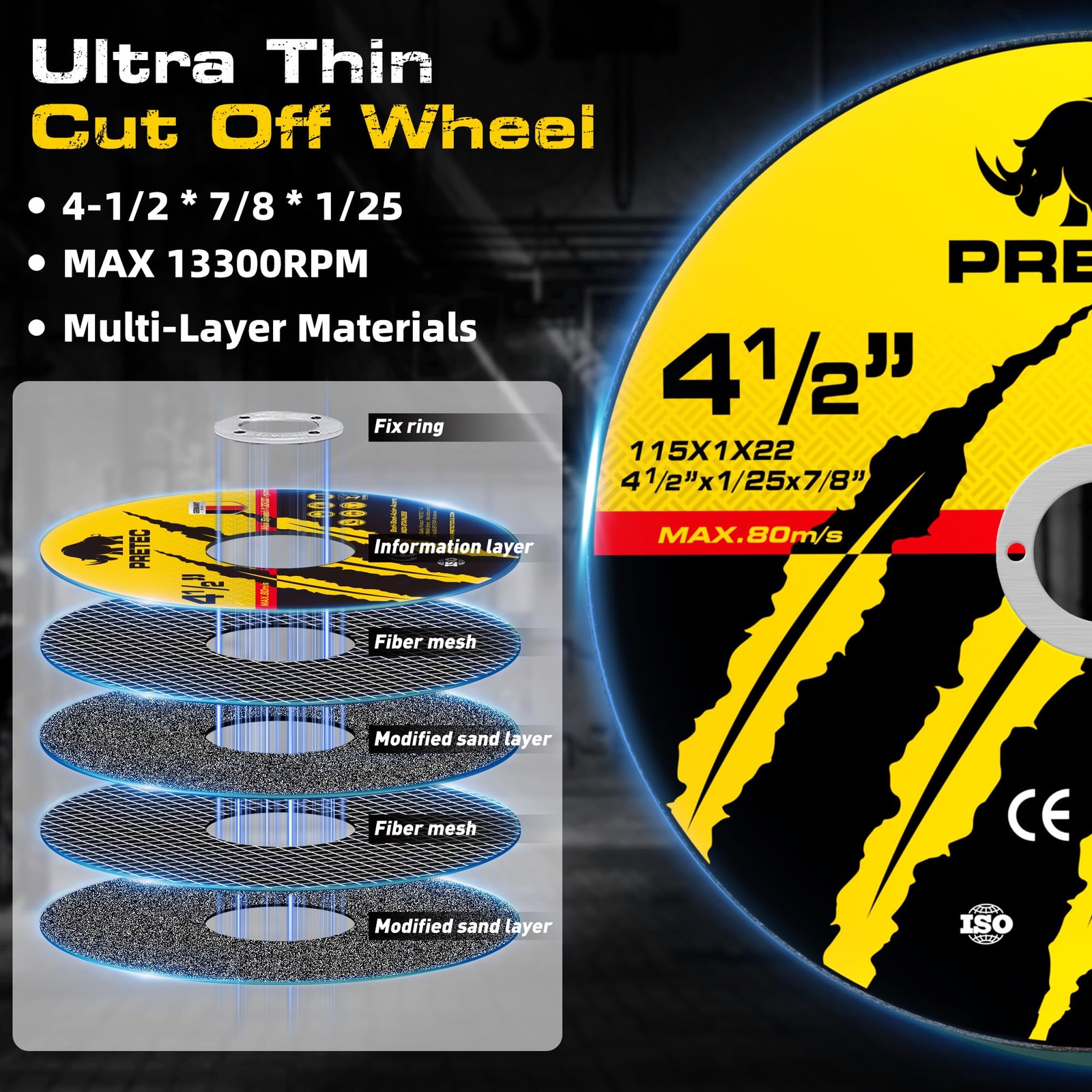 PRETEC 26 Packs Angle Grinder Cutting Flap Grinding Disc 4.5 inches, Brown
