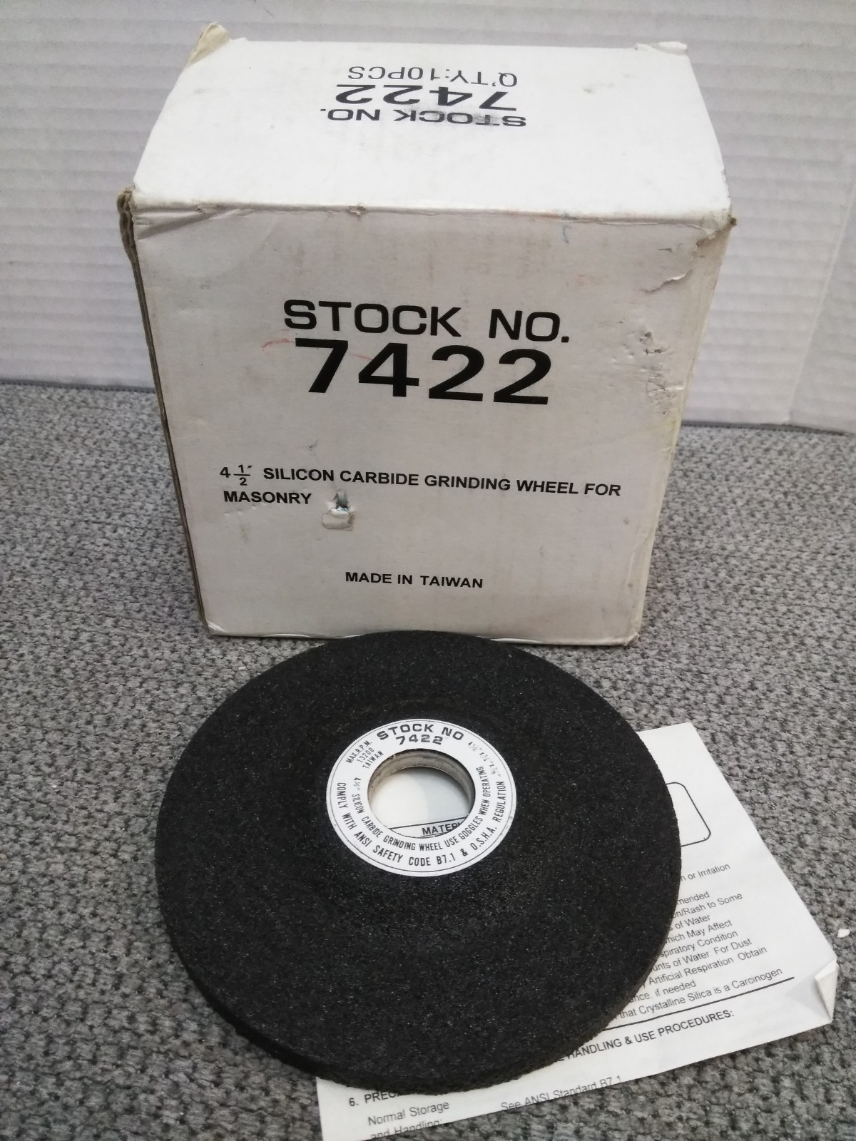 NEW 4-1/2″ x 1/4″X7/8″ SILICONE CARBIDE GRINDING WHEEL FOR MASONRY (10PK) TAIWAN