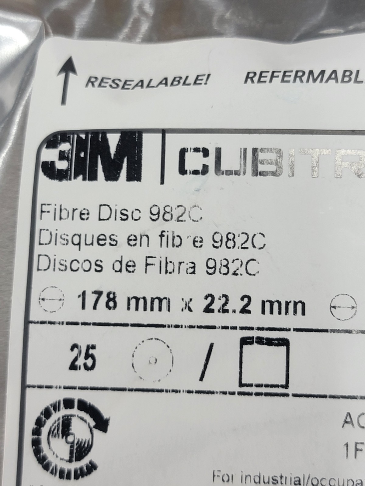 3M Cubitron II Fibre Disc 982C, 36+, 7 in x 7/8 in, Die700BB, 25/Bag.FreeShipL48