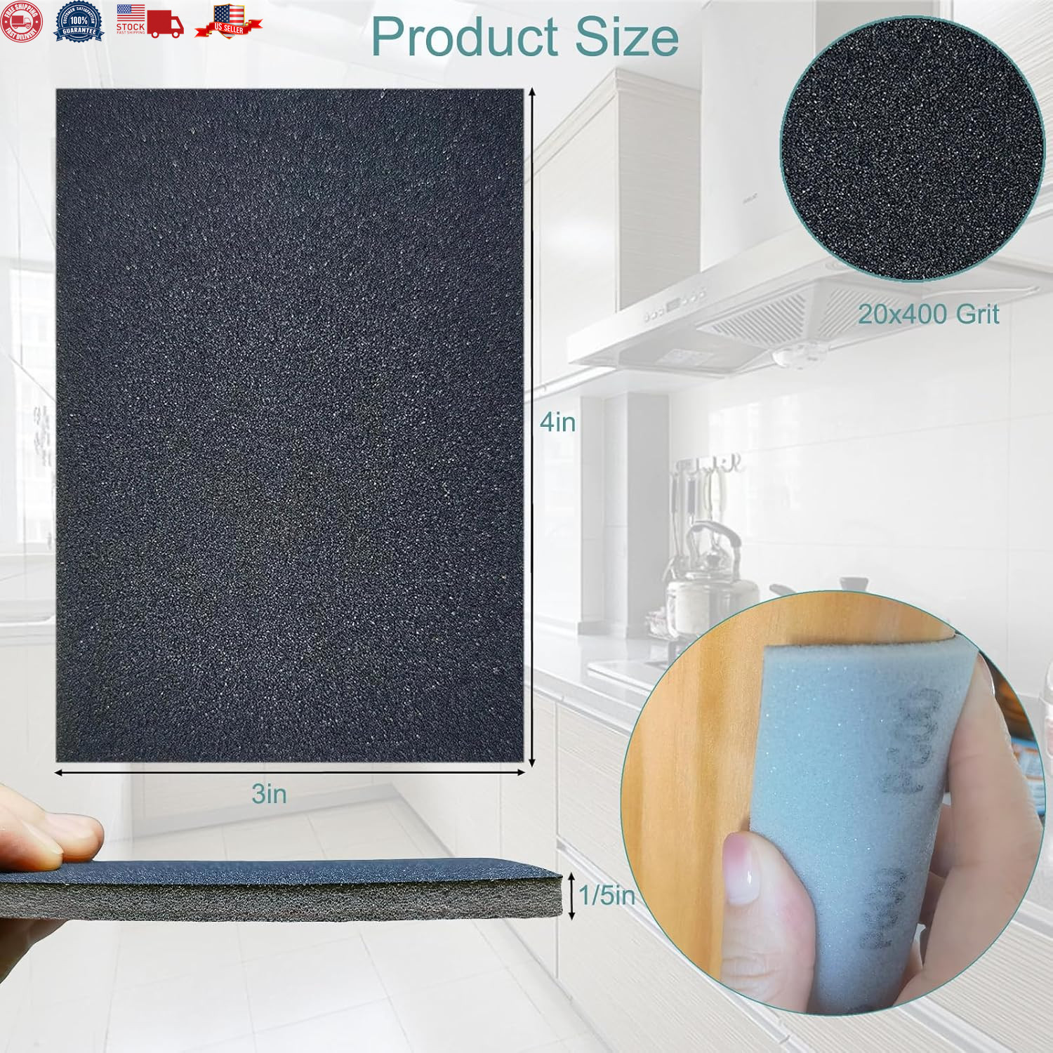 20 PCS 3 X 4 Inch 400 Grit Sanding Sponge Set, Ultra Fine Sanding Sponges Pads,