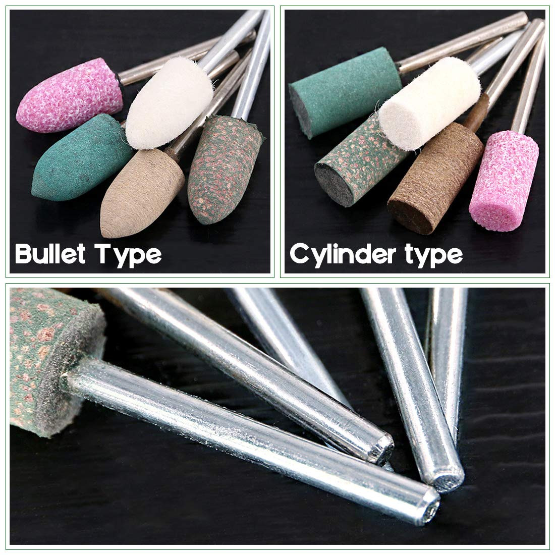 100Pcs Rotary Grinding Stone Bits Set Felt Polishing Buffing Wheel for Dremel Ro