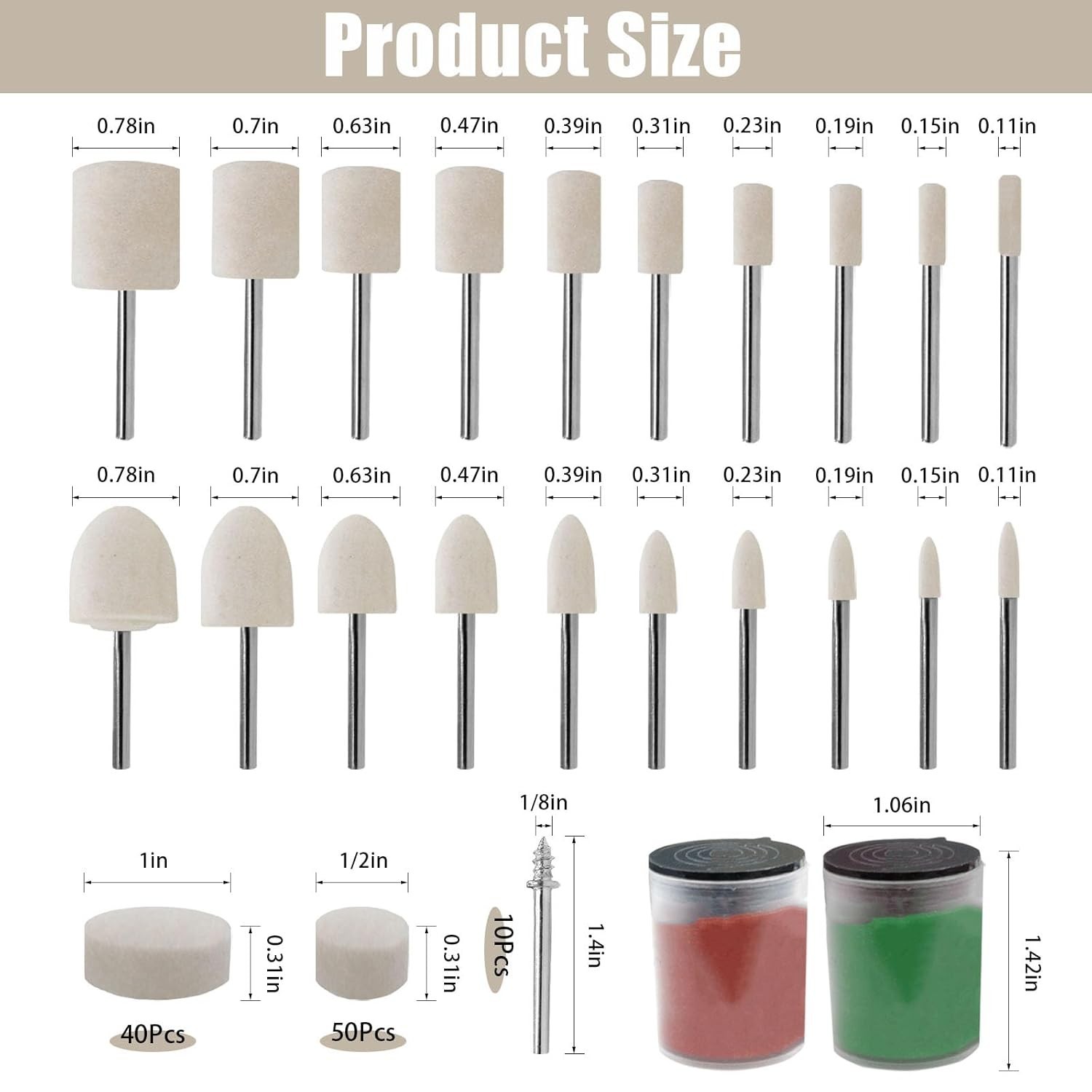 122Pcs Polishing Buffing Wheel Kit for Dremel and 2Pcs Polishing Compound 10Pcs