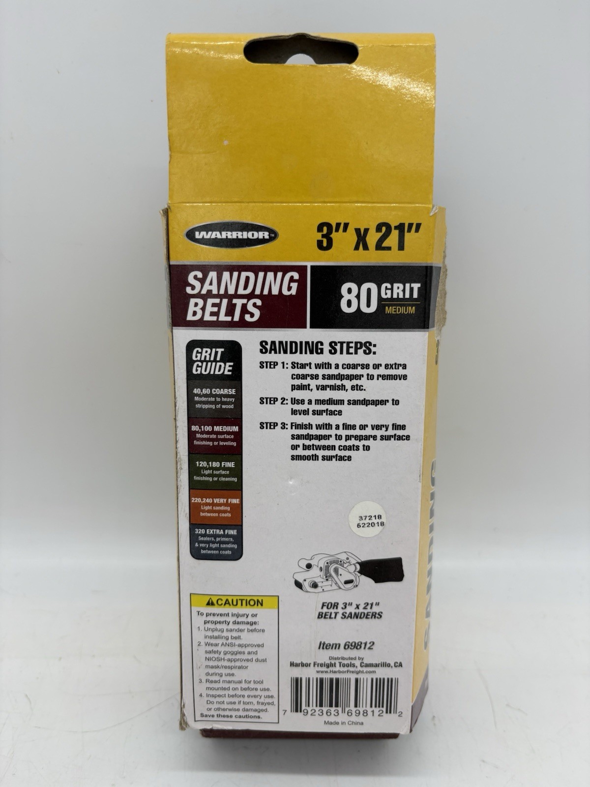 PACK OF 4 WARRIOR 80 Grit Sanding Belts 3”x21” Sand Paper for Finishing 69812
