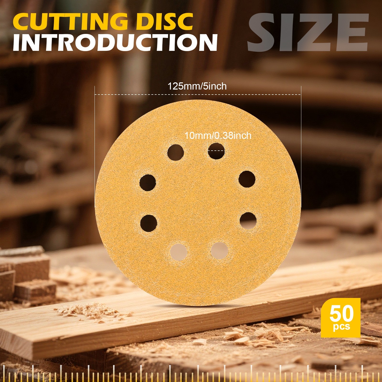 50Pc 5 inch Sanding Discs 8-Hole Hook Loop for Orbital Sander Paper 320 Grit Wet