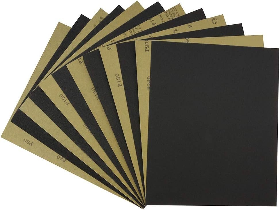Electro Coated Silicon Carbide Sandpaper Sheets 9 x 11 Inch – 6 Grits Included