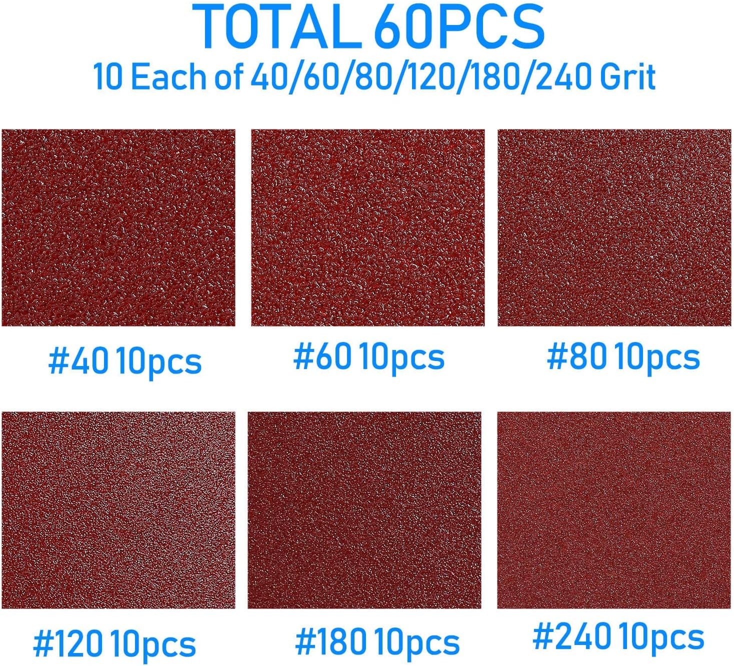 Triangle Oscillating Multi Tool Sanding Pads, 60PACK SANDPAPER, Reddish Brown