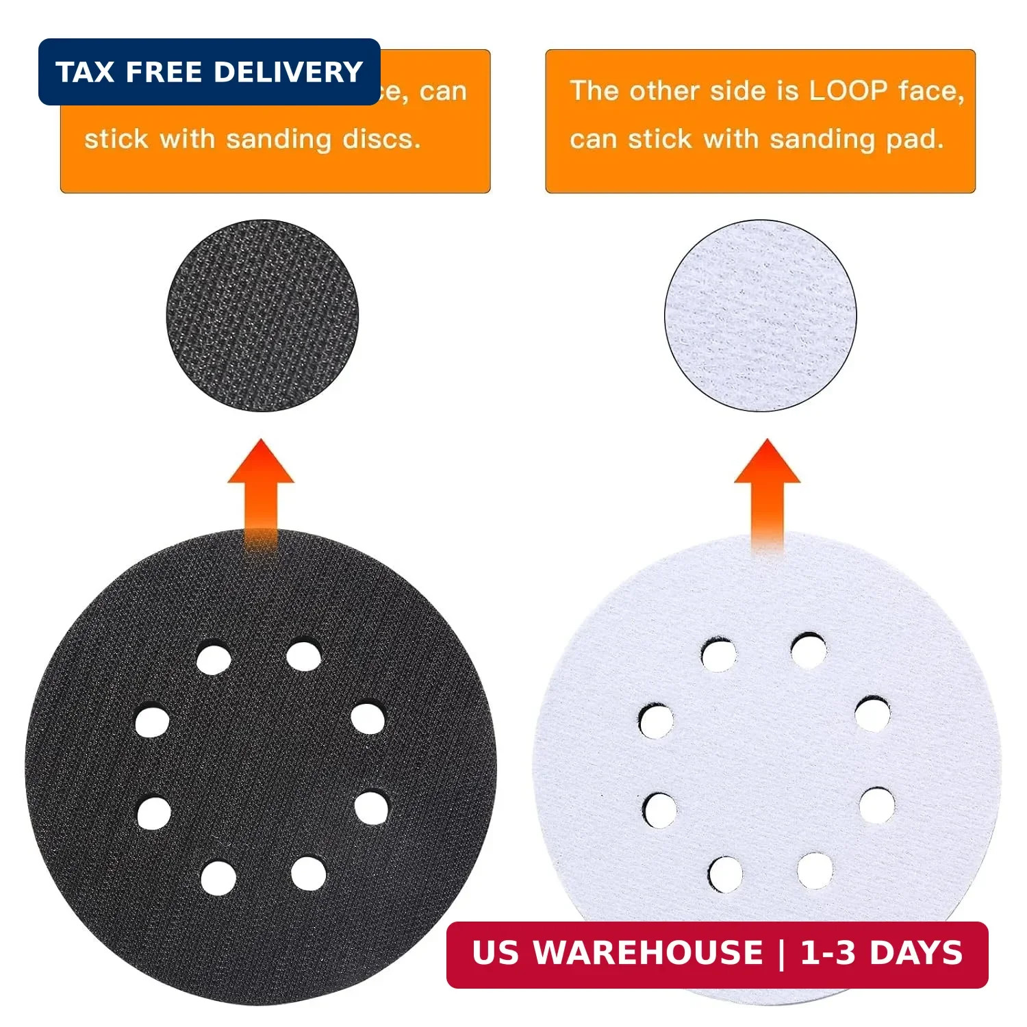 TPSUIPA 6 Pack 5 Inch 8 Hole Foam Sanding Pads, Soft Density Interface Pad, H…