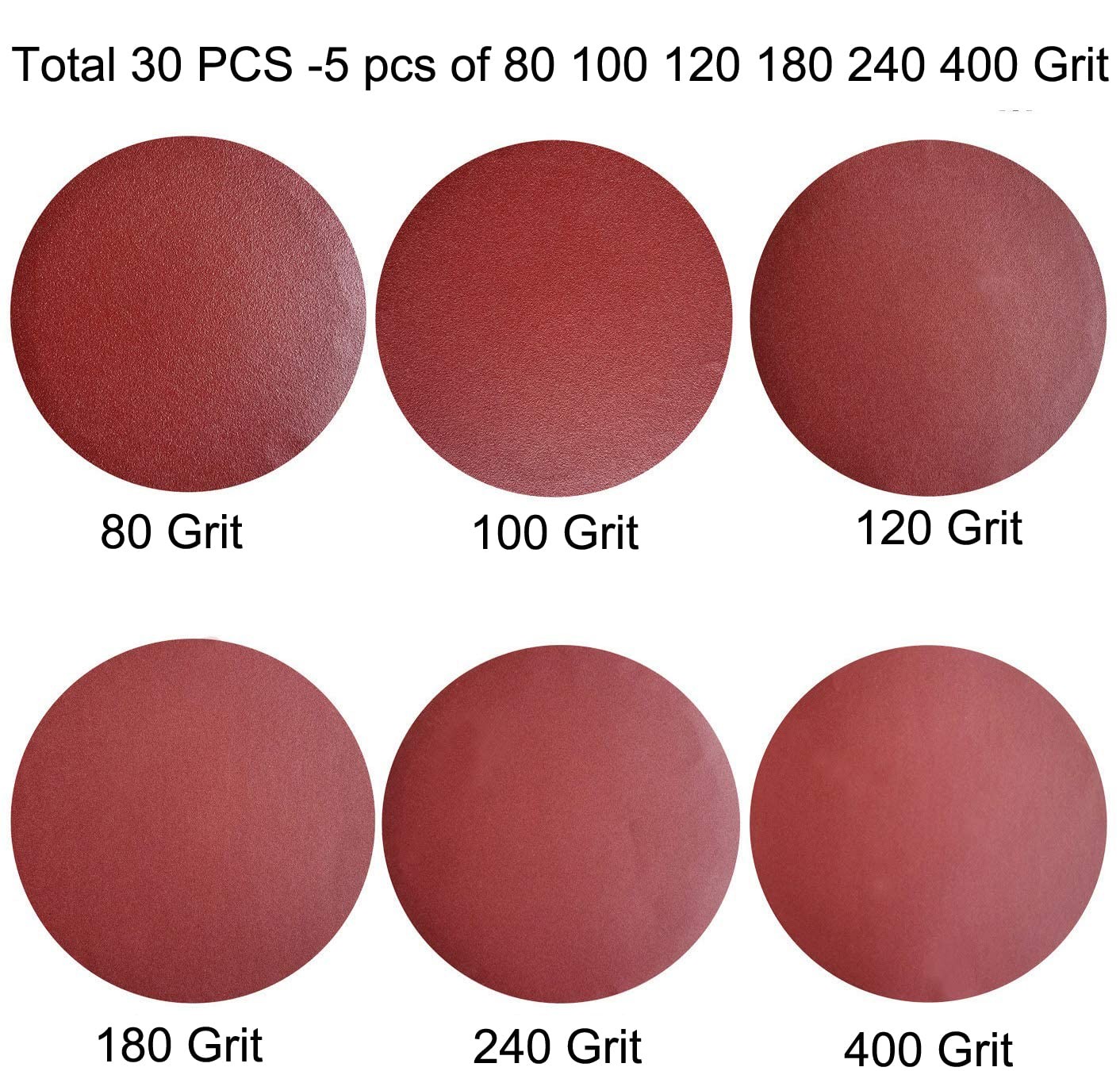 30 PCS 9 Inch PSA Sanding Discs Set- 80, 100, 120, 180, 240, 400 Grit -9 Self…