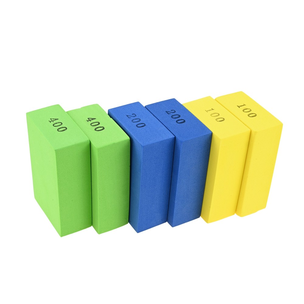 6x Diamond Hand Polishing Pads Foam Backing Sanding Blocks for Glass Wood Metal