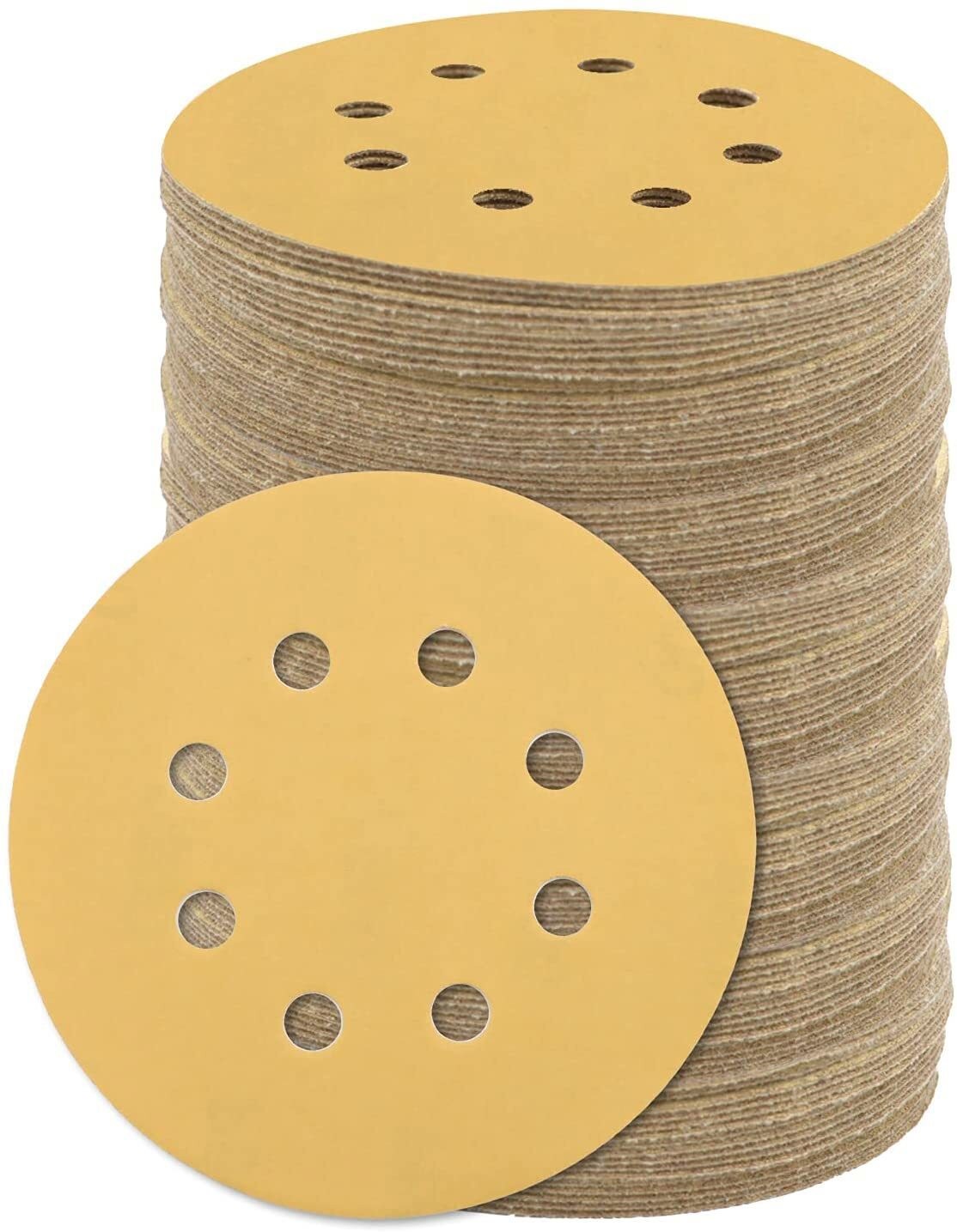 100PCS 5 inch Sanding Discs 8-Hole Hook Loop Sander Orbital Sandpaper 60 – 400