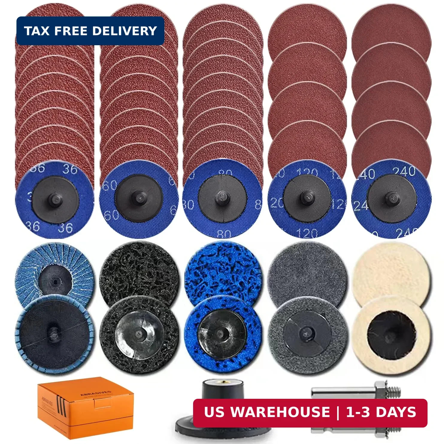 51Pack 2 Inch Die Grinder Accessories Sanding Discs Kit with 1/4″ Shank Roll Loc