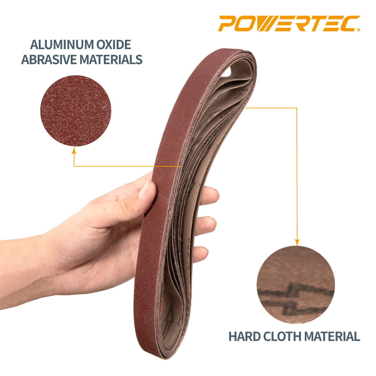 POWERTEC 1 x 30 Inch Sanding Belts, 80 Grit Aluminum Oxide Sandpaper, 10-Pack