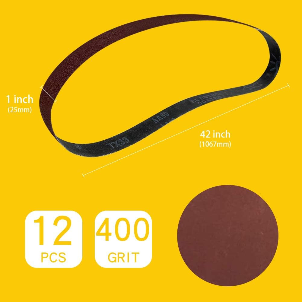 1 X 42 Inch 400 Grit Sanding Belt | Premium Aluminum Oxide Sanding Belt |