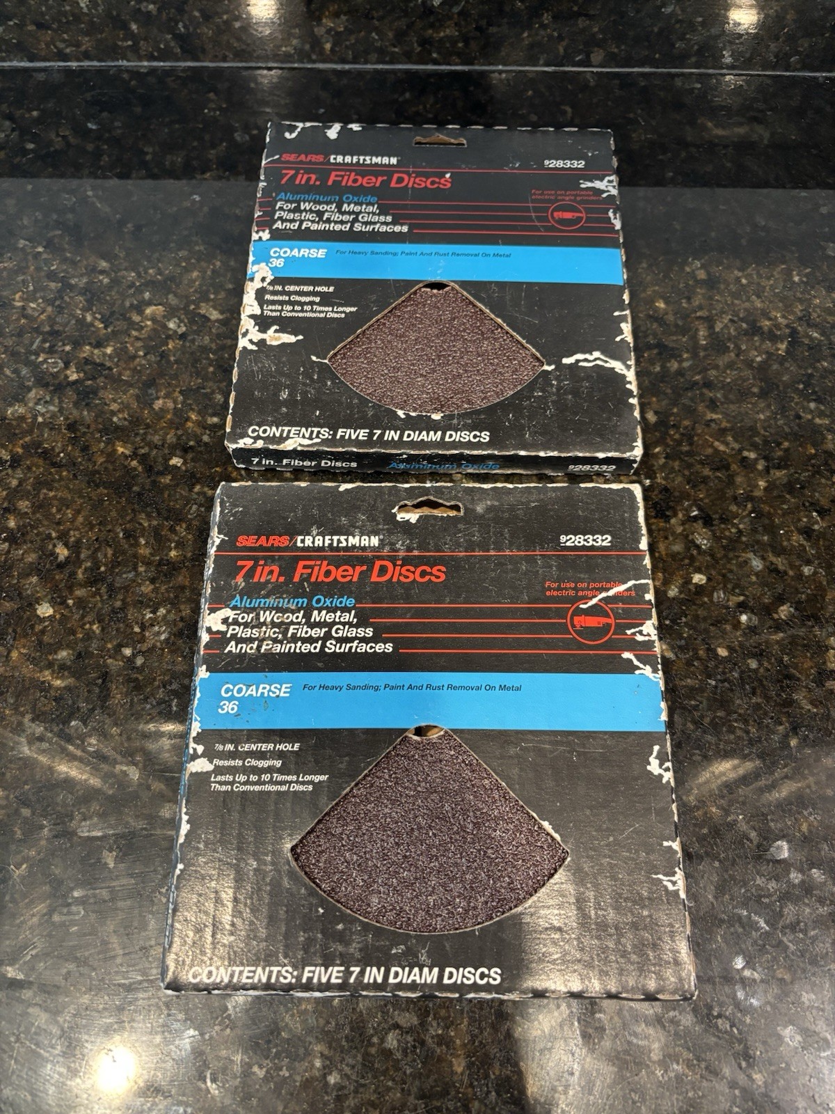 Sears Craftsman Aluminum Oxide 7” Fiber Discs 9 28332 – 36 Grit – Lot Of 2