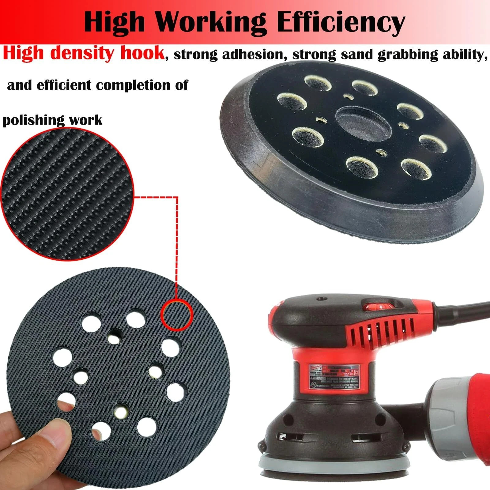 2 Pack 5 Inch 8 Hole Hook and Loop Sander Pad for Milwaukee 6021-21 6034-21