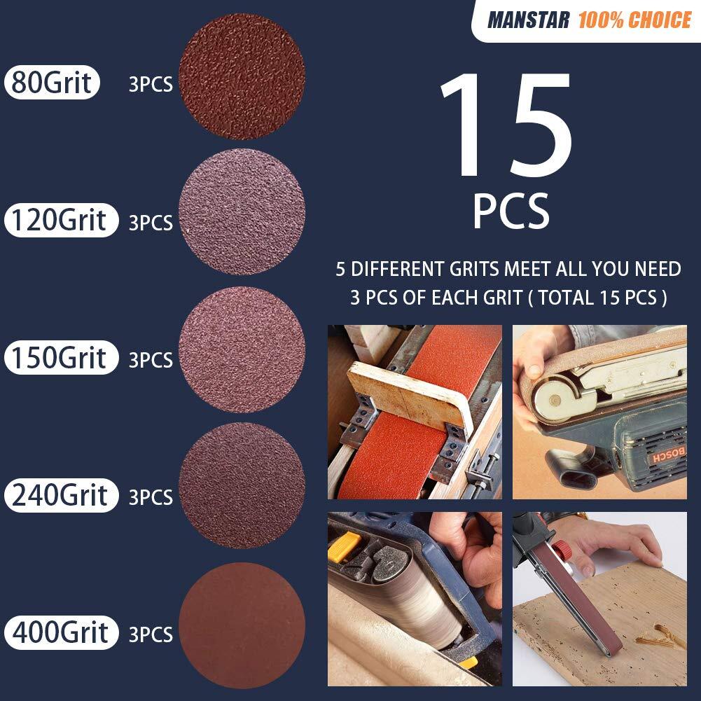 15 Pcs 1 x 42 Inch Assorted Aluminum Oxide Sanding Belt 80/120/150/240/400 Grit