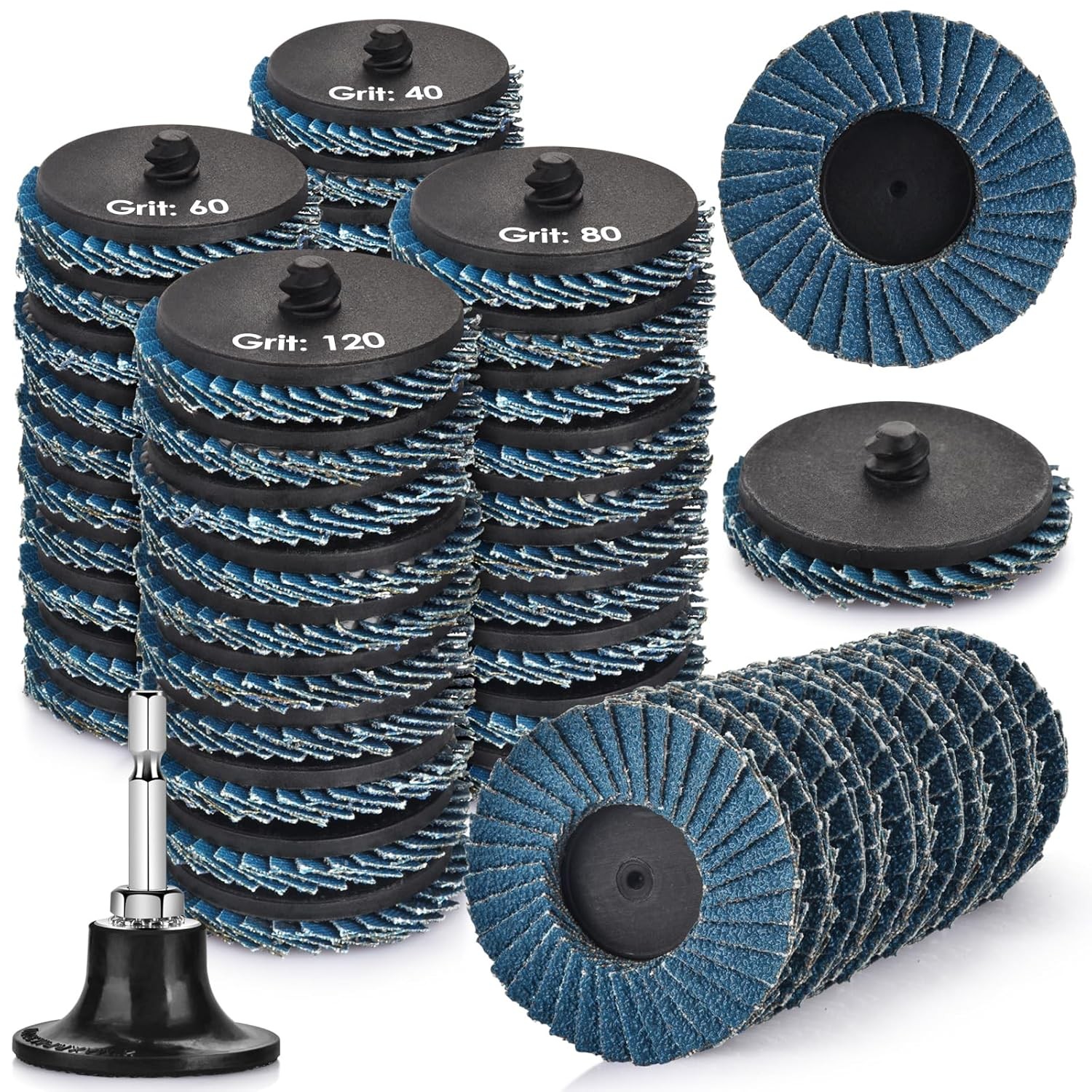 11PCS 2in R Type Flap Disc Quick Change Sanding Discs with 1/4″ Shank Pad Holder