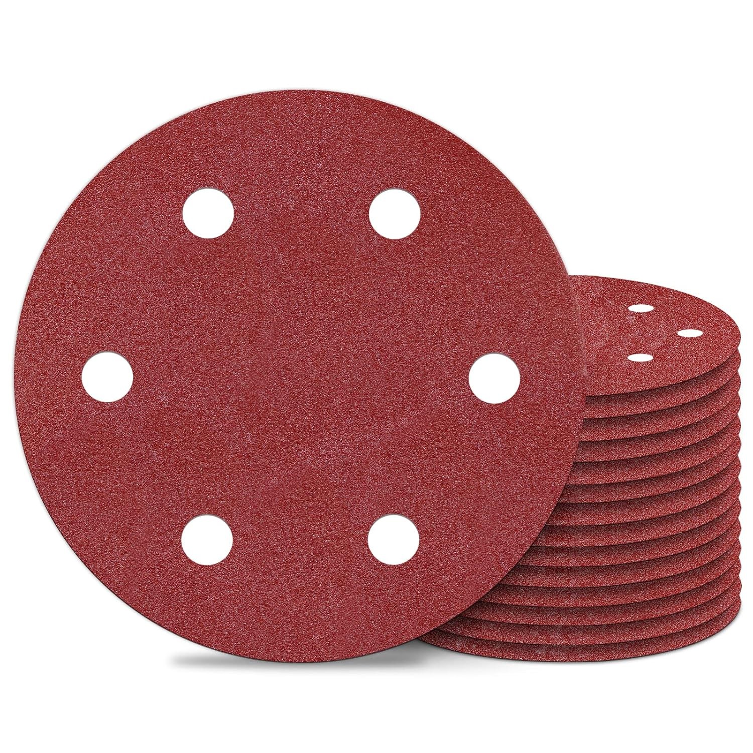 9 Inch 6 Hole Sanding Disc, 40 Grit 15 Pieces Hook and Loop Sandpaper Aluminum
