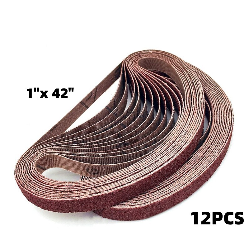 12PCS 1×42 Inch Aluminum Oxide Belt Sander Sanding Belts Sandpaper 60-400 Grit