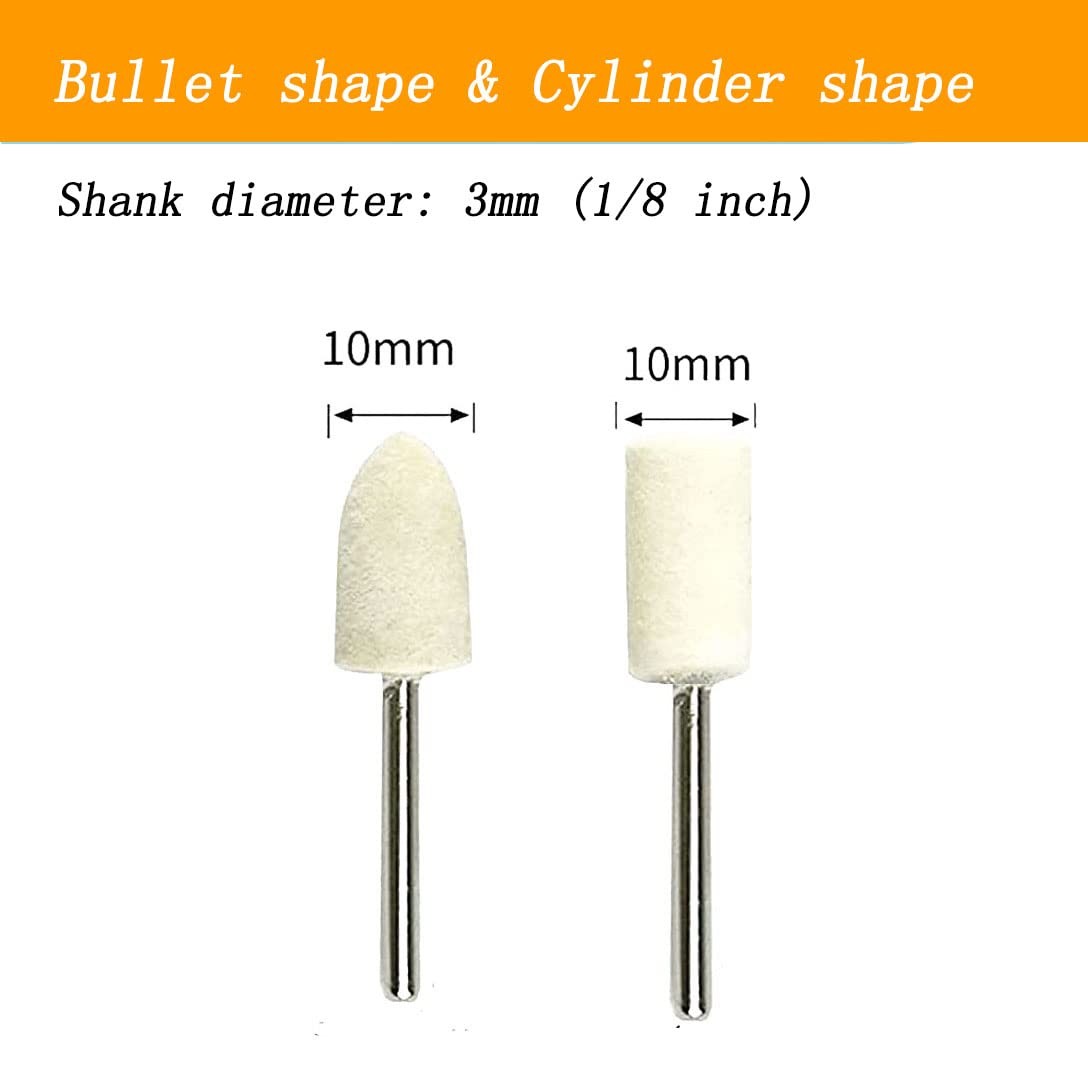 Wool Polishing Bits 24 Pcs Felt Buffing Grinding 10mm Head 1/8 Inch Shank