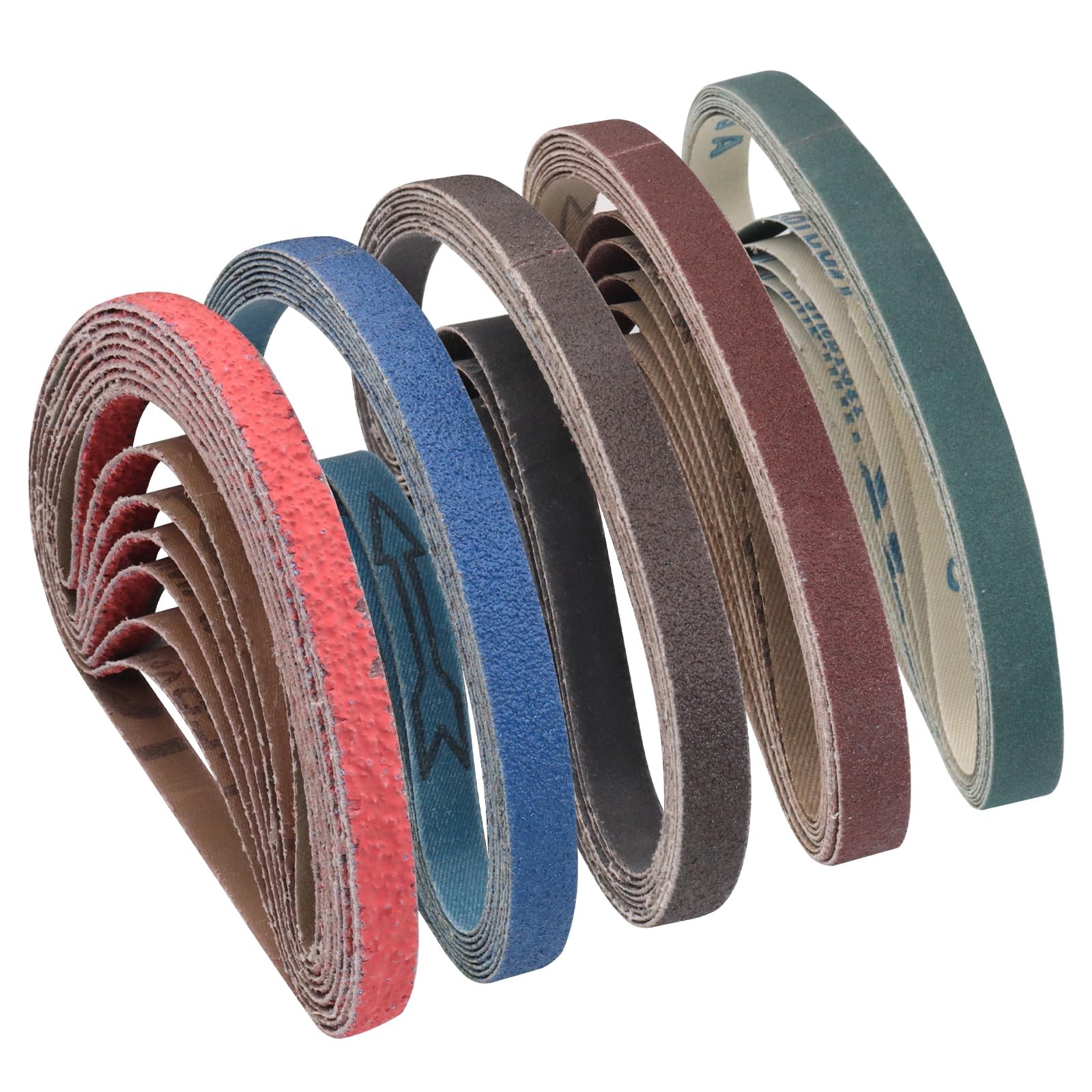 Funghwang 40PCS 1/2 x 18 inch Sanding Belt Kit Each of 36 60 80 120 240 Grits…