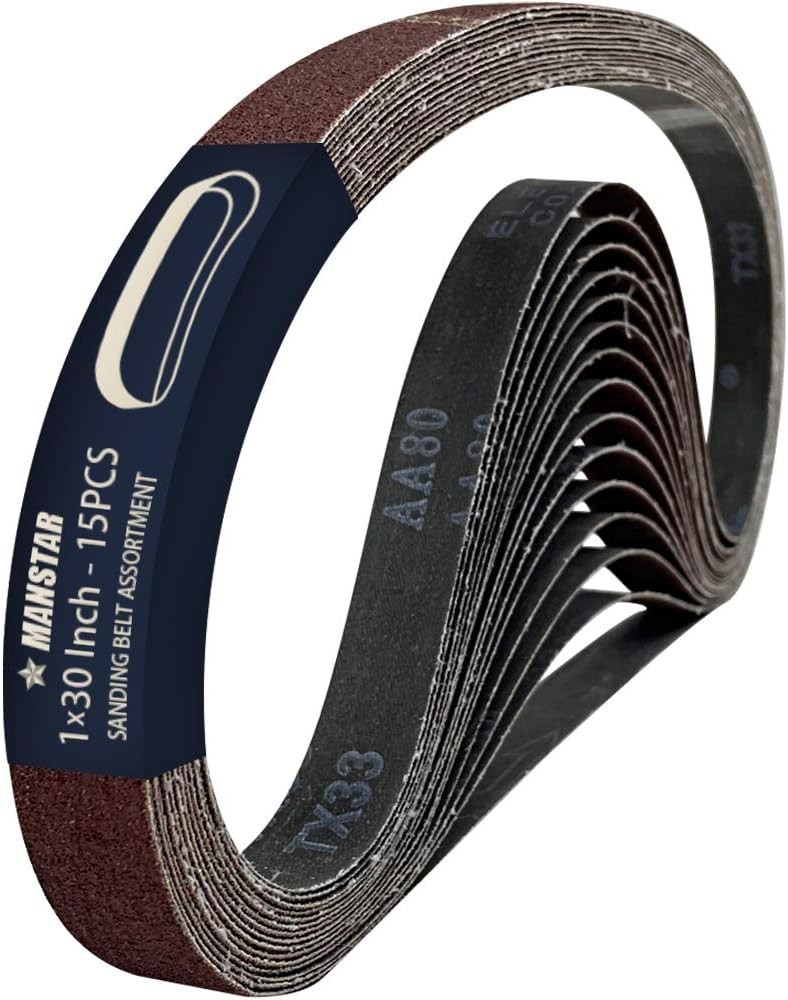 High-Performance 15 Pcs Sanding Belts – 1×30 inch with 80/120/150/240/400 Grits
