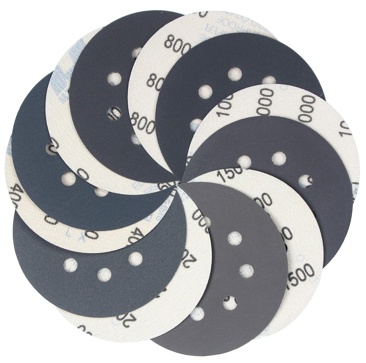 Wet Dry Sanding Discs Hook Loop 60pcs Grit 400 600 800 1000 1500 2000 Silicon…