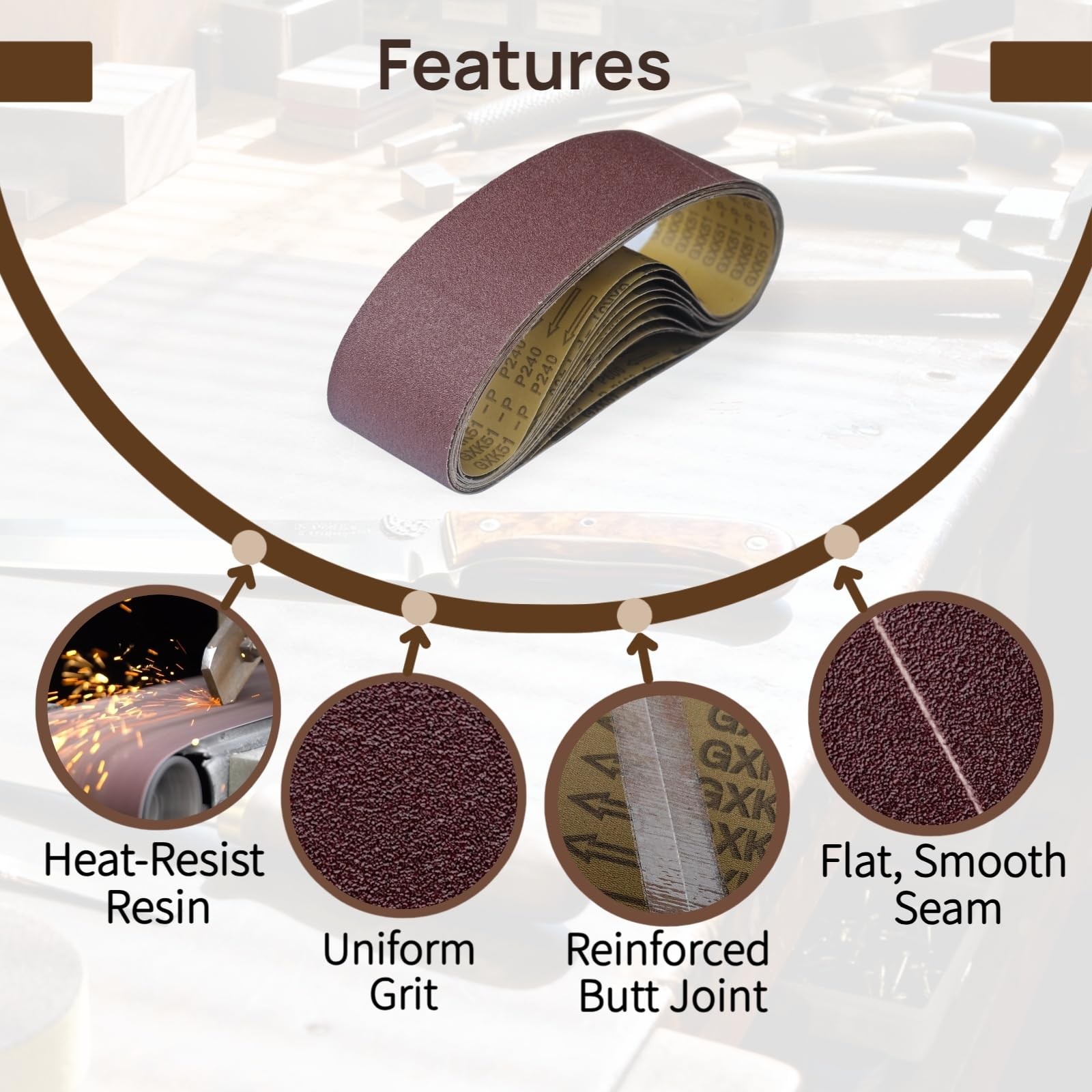 12 PCS 4×36 Inch Sanding Belts 80400 Grit AntiClog Metal Woodworking Sander